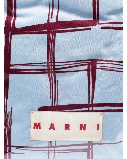 Marni Blue Checked Padded-Design Tote Bag for men