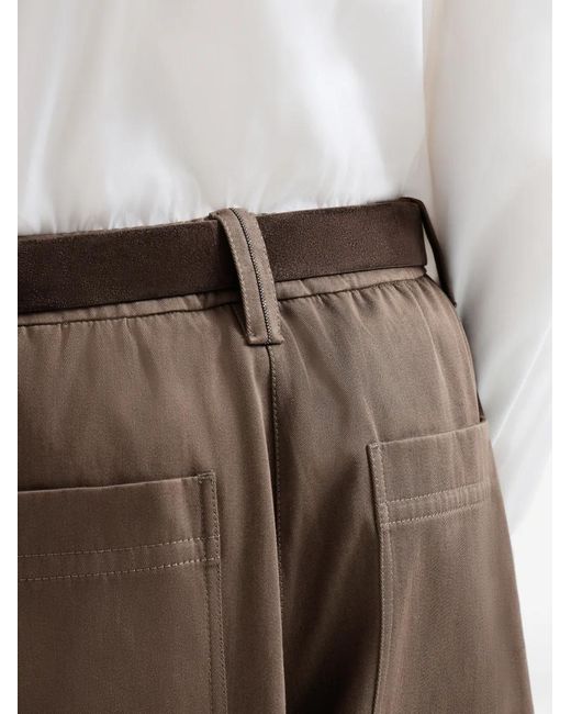 Brunello Cucinelli Brown Gabardine Long Bermuda Shorts