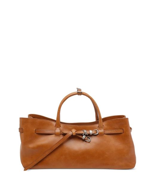 MARGE SHERWOOD Brown Carabiner-Closure Removable-Strap Tote Bag