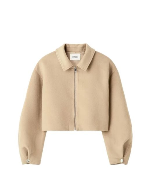 Soft Goat Natural Zip-Up Cropped Jacket