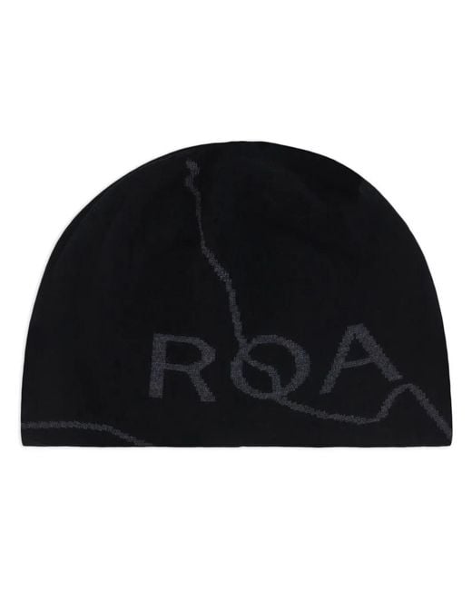 Roa Black Intarsia-Knit Wool Beanie for men