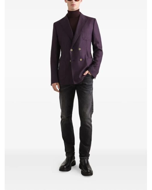 Dolce & Gabbana Purple Cashmere Turtleneck Pullover for men