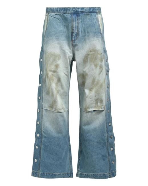 BREATH Blue Button-Embellishment Jeans for men