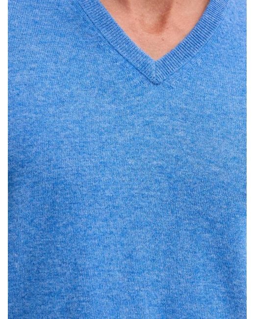 Benetton Blue V-Neck Jumper for men