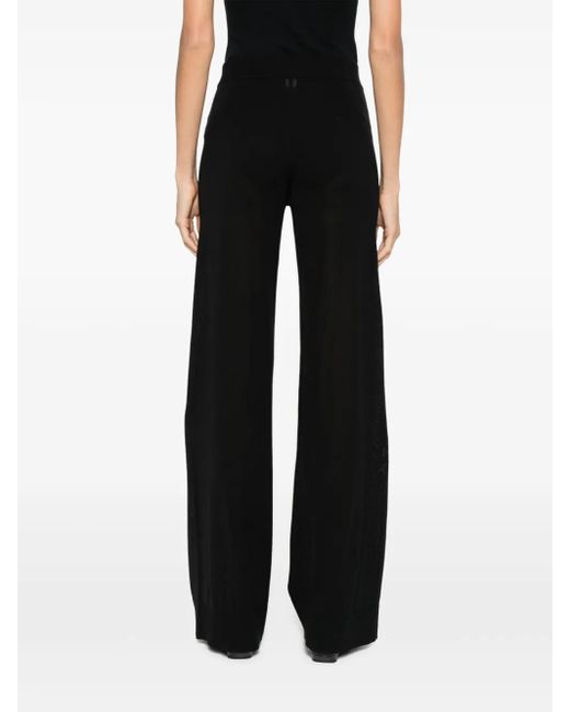 Totême  Gebreide Broek Met Wijde Pijpen in het Black