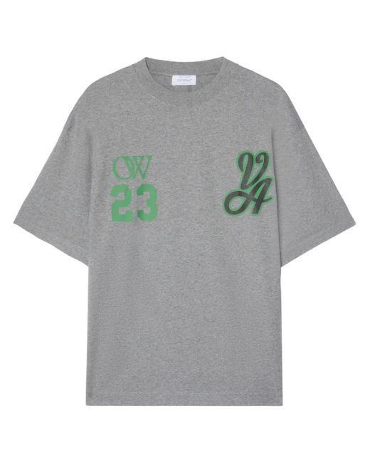 Off-White c/o Virgil Abloh Gray Printed Cotton-Jersey T-Shirt for men