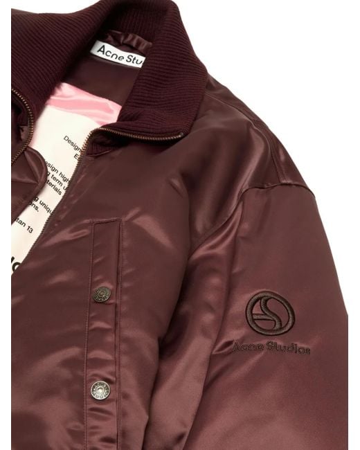 Acne Red Satin-Finish Bomber Jacket for men