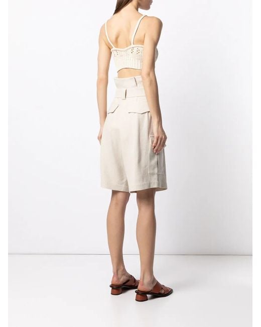 Goen.J Natural Belted Paperbag-Waist Bermuda Shorts