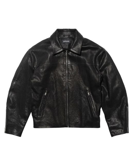 Mainless Black Leather Jacket