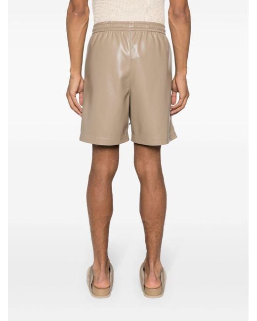 Nanushka Natural Neutral Elasticated-waist Faux-leather Shorts - Men's - Polyester/polyurethane for men