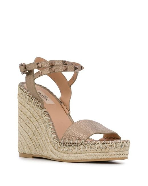 valentino garavani rockstud leather wedges