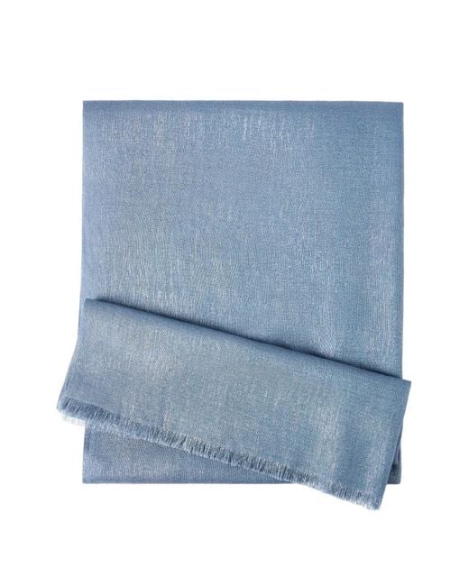 Brunello Cucinelli Blue Sparkling Fringed Scarf