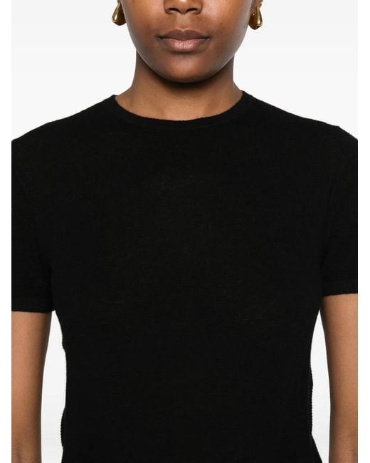 Lisa Yang Black Short-Sleeve Cashmere Top