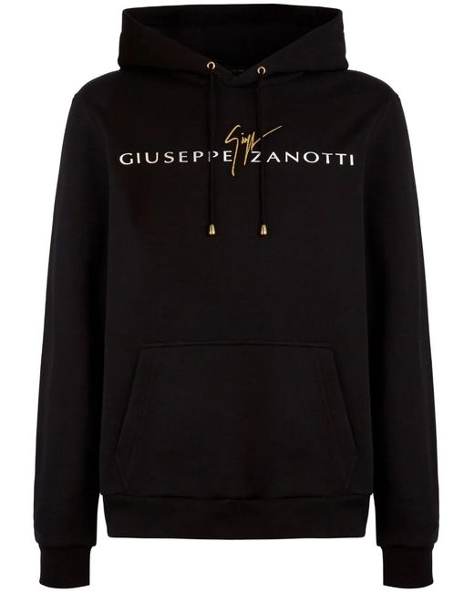 Giuseppe Zanotti Black Logo-Print Cotton Hoodie for men