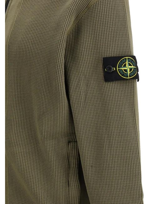 Stone Island Green 6100058 Organic Cotton Waffle Fleece Sweatshirt for men