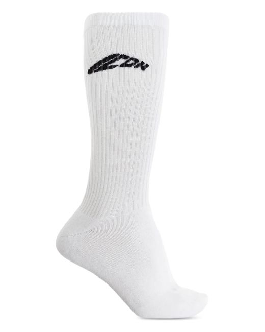 DSquared² White Ribbed Logo Socks for men
