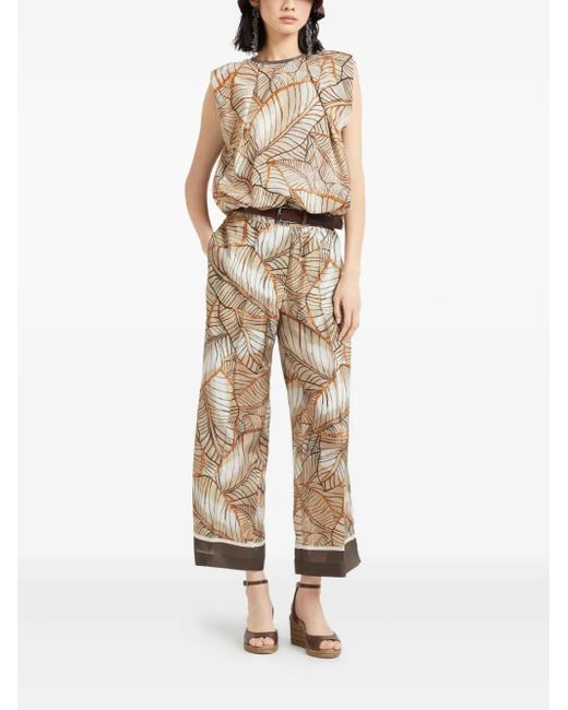 Brunello Cucinelli Natural Papyrus-Print Blouse