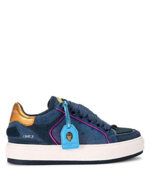 Kurt Geiger Blue Southbank Tag Panelled Sneakers