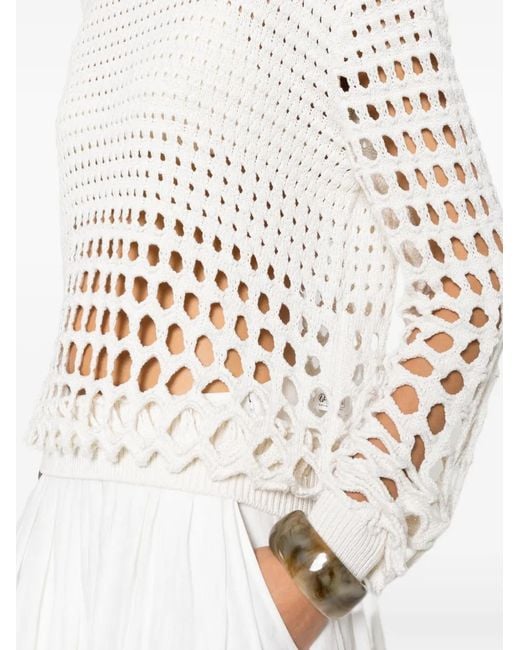 Chloé White Open-Knit Sweater