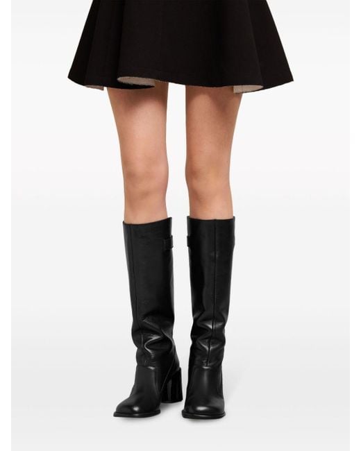 AMI Black Cut-out Knee-high Boots