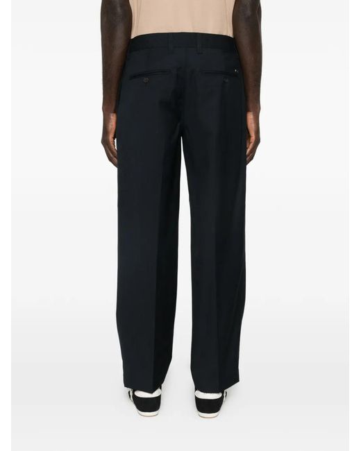 Emporio Armani Black Logo Detail Wool Trousers for men