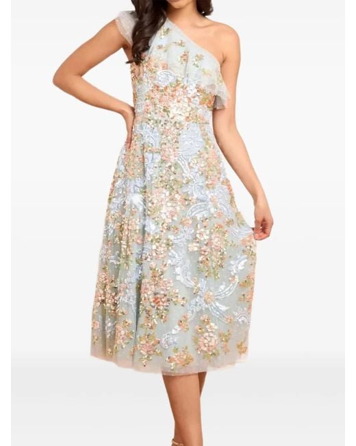 Robe Mi-Longue Ornée De Sequins À Une Épaule Needle & Thread en coloris White
