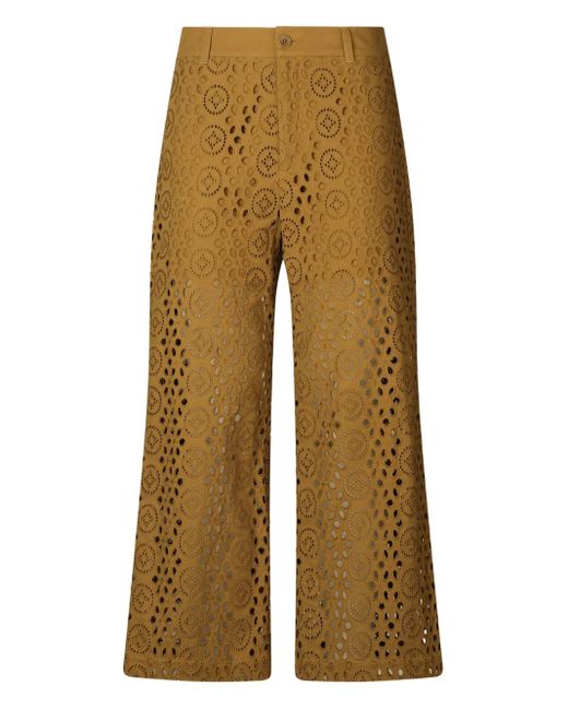 Liu Jo Natural Embroidery Cropped Trousers
