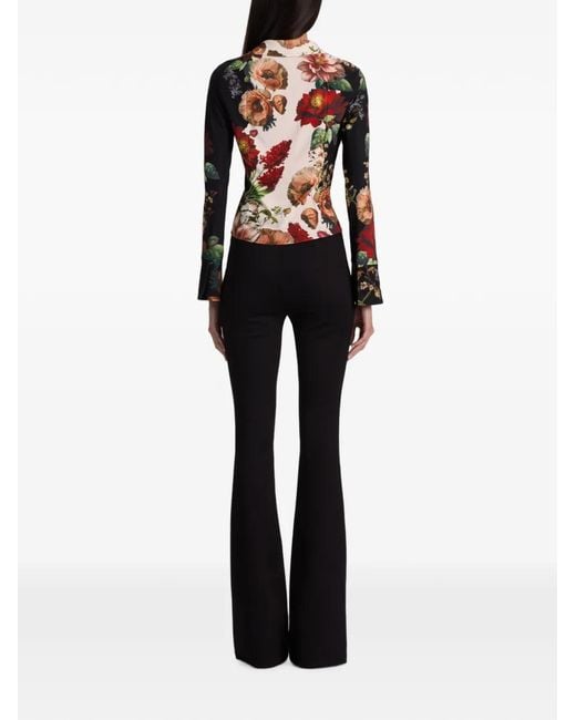 Alice + Olivia White Freya Floral-Print Shirt