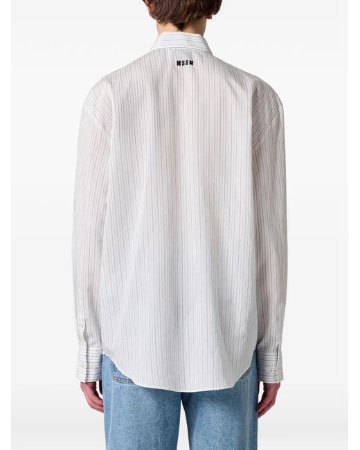 Camicia A Righe di MSGM in White da Uomo
