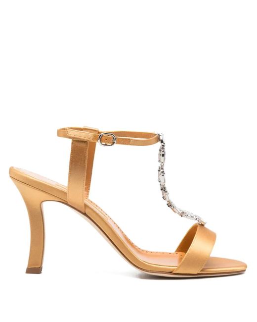 Manolo Blahnik Metallic Sandalen Aus Leder 90Mm