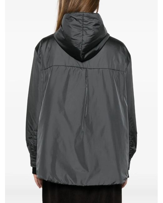 Aspesi Gray Hooded Button-Fastening Jacket