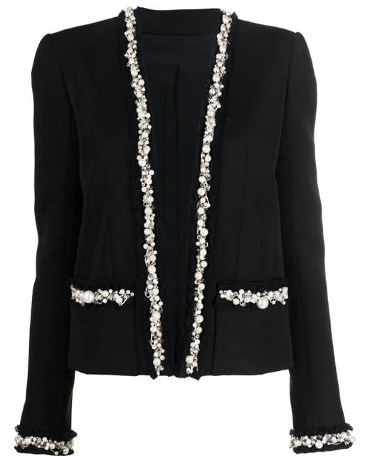 Chaqueta oversize con ribete de perlas Balmain de color Black