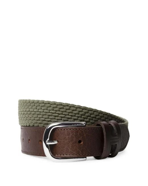 Hackett Gray Parachute Braided Leather-Trim Belt for men