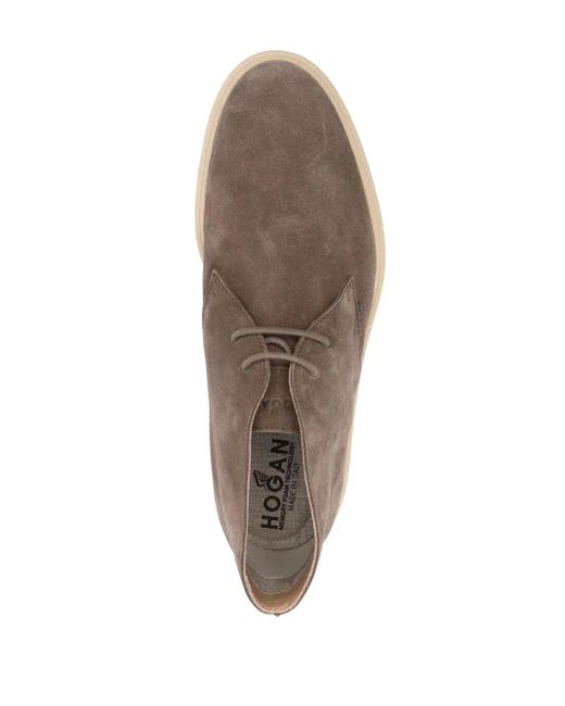 Hogan Brown Lace-Up Leather Boots for men