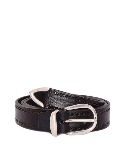 Alberto Luti Black Perforated Leather Belt for men