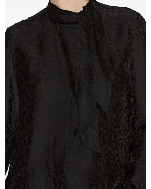 Isabel Marant Black Raphaella Ruffled-Cuff Blouse