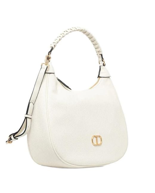 Twinset White Tote Bag Mit Flechtriemen