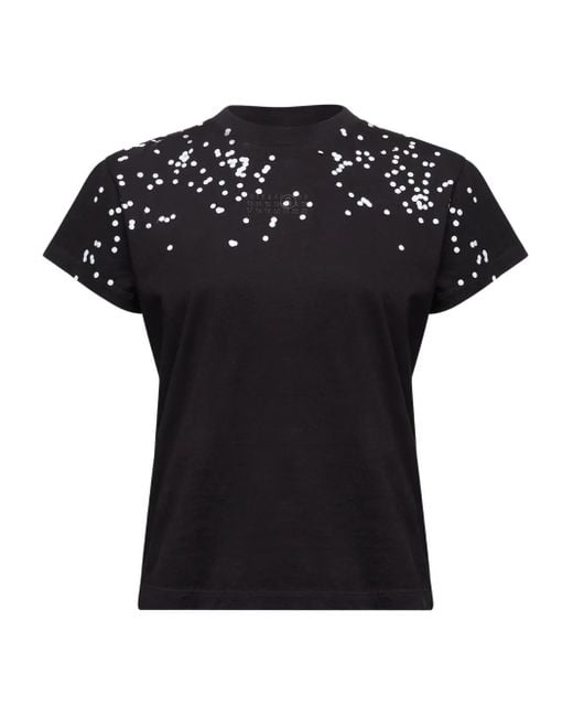 MM6 by Maison Martin Margiela Black Printed Short-Sleeve T-Shirt