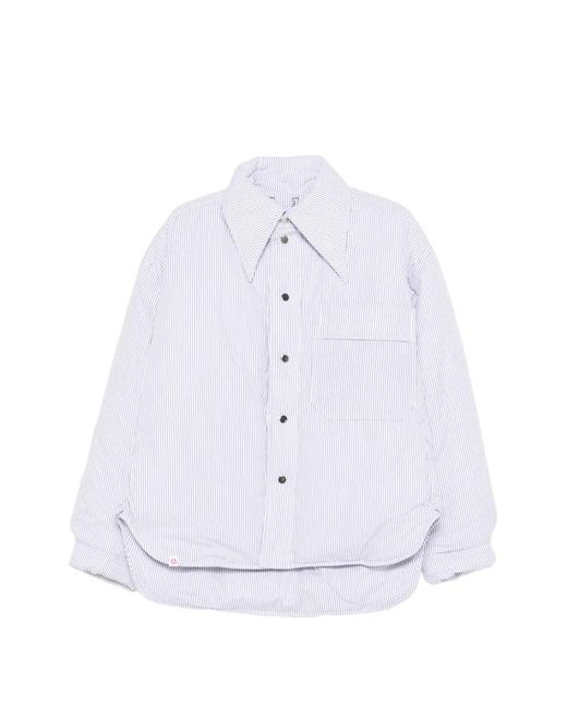 Charles Jeffrey White Striped Puffer Jacket