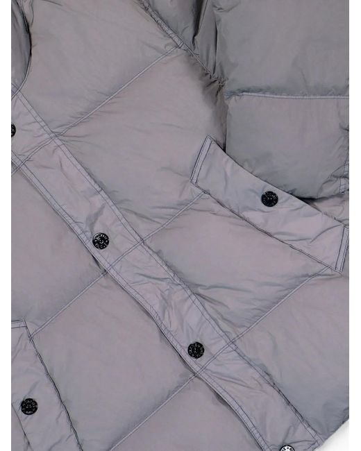 Stone Island Gray Garment Dyed Crinkle Reps Ny Down Jacket With Wind Resistance for men