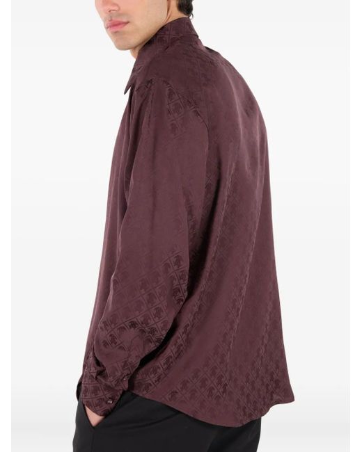 Roberto Cavalli Purple Monogram-Pattern Shirt for men