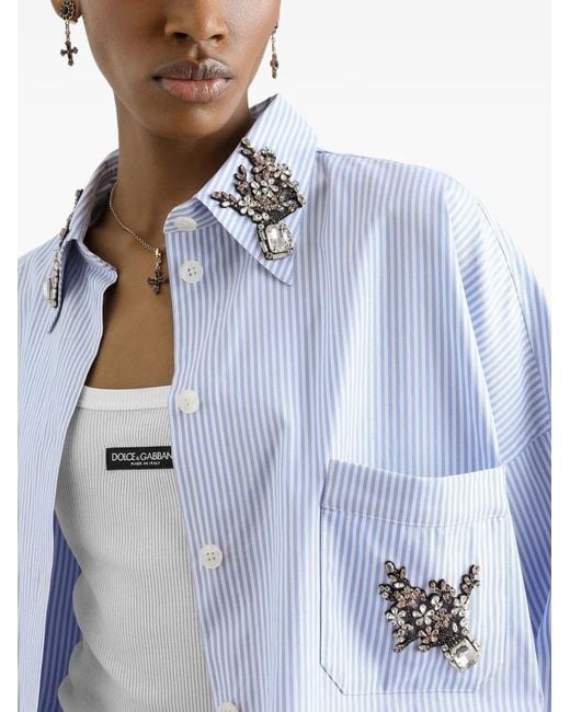 Dolce & Gabbana Blue Striped Poplin Shirt