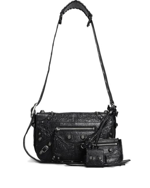 Balenciaga Black Textured Leather Shoulder Bag