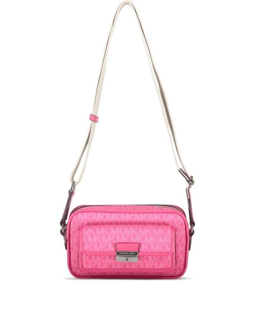 Michael Kors Pink Bradshaw Monogram Flap Shoulder Bag