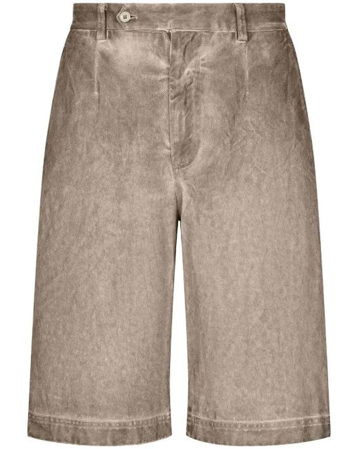 Dolce & Gabbana Natural Garment-Dyed Cotton Shorts for men
