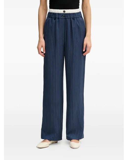Sisley Blue Pinstripe Buttoned Trousers