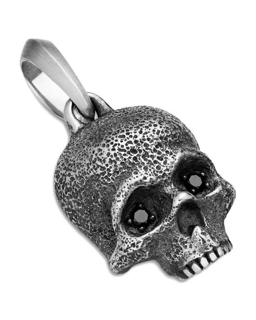 David Yurman Metallic Sterling Memento Mori Skull Diamond Amulet (18Mm) for men