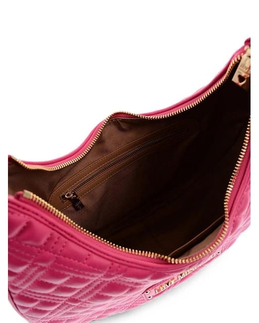 Moschino Pink Quilted Logo-Plaque Shoulder Bag