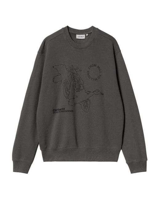 メンズ Carhartt プリント スウェットシャツ Gray