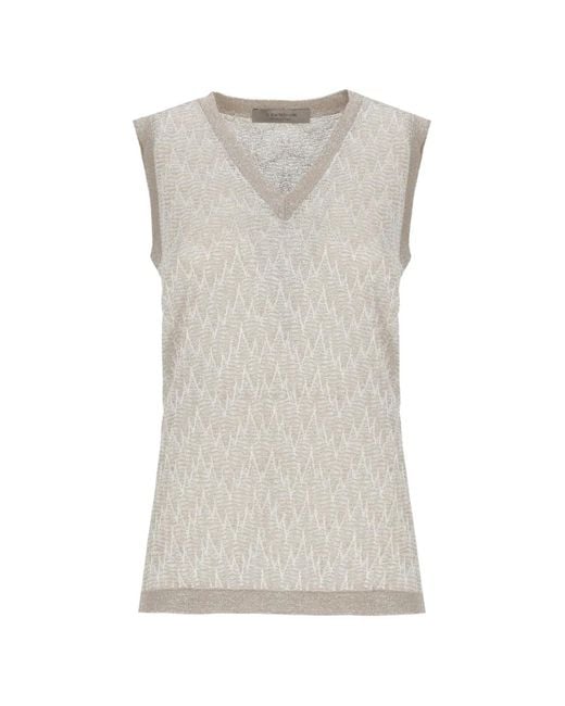 D.exterior Gray Chevron-Knit V-Neck Top